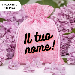 Sacchetto in tela juta rosa personalizzato