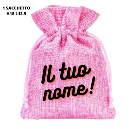 Sacchetto in tela juta rosa personalizzato