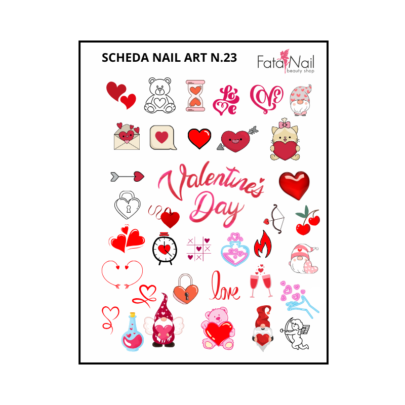 Scheda Nail Art San Valentino n.23 - Disegni Festivi Facili | FataNail