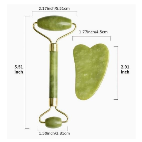 Set di Gua Sha per massaggi viso, occhi e collo con rullo di giada e pietra naturale per la cura della pelle